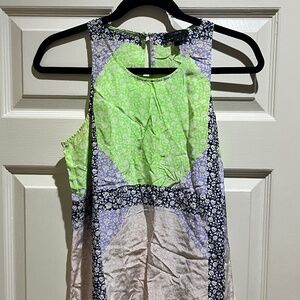 J Crew Tank Top Women's 4 Multicolor Floral Print Silk Blend